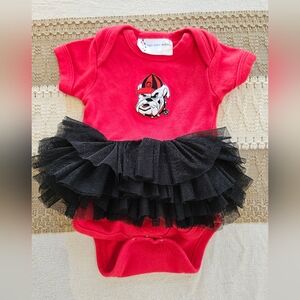 Red and Black Baby Onesie with Bulldog Logo Sz NB